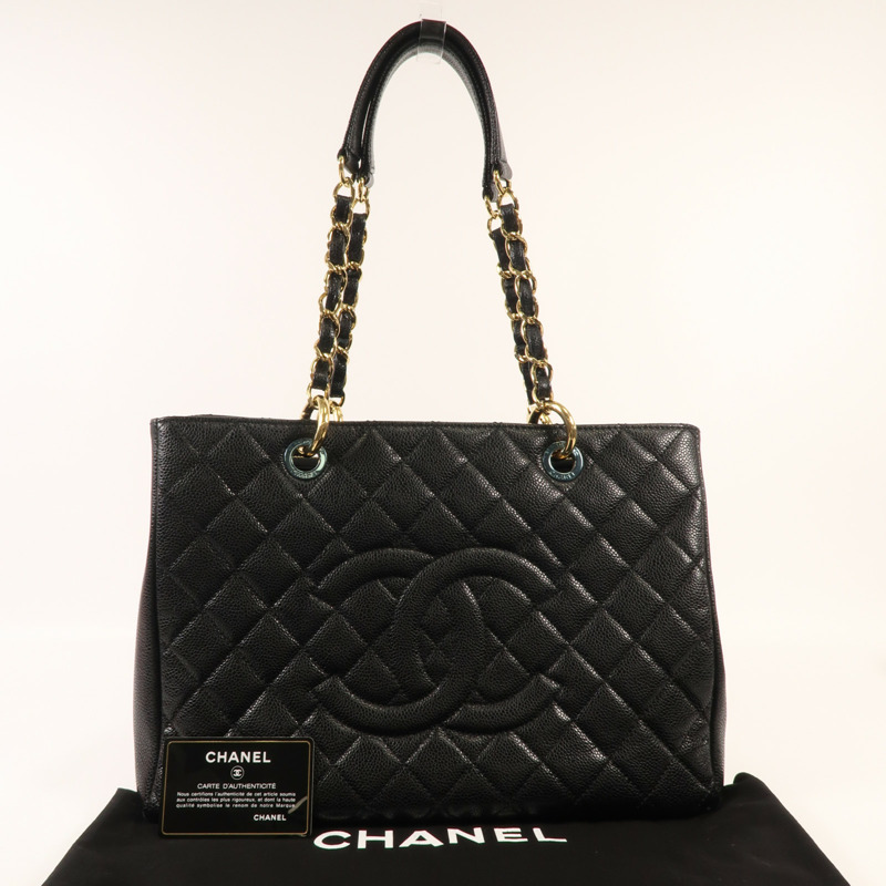 CHANEL 牛皮皮革GST Grand Shopping Tote金扣鏈帶肩背袋-12