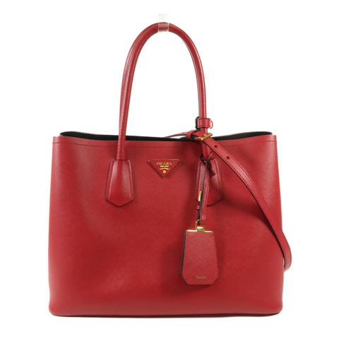 PRADA Saffiano皮革金扣手挽肩背兩用袋