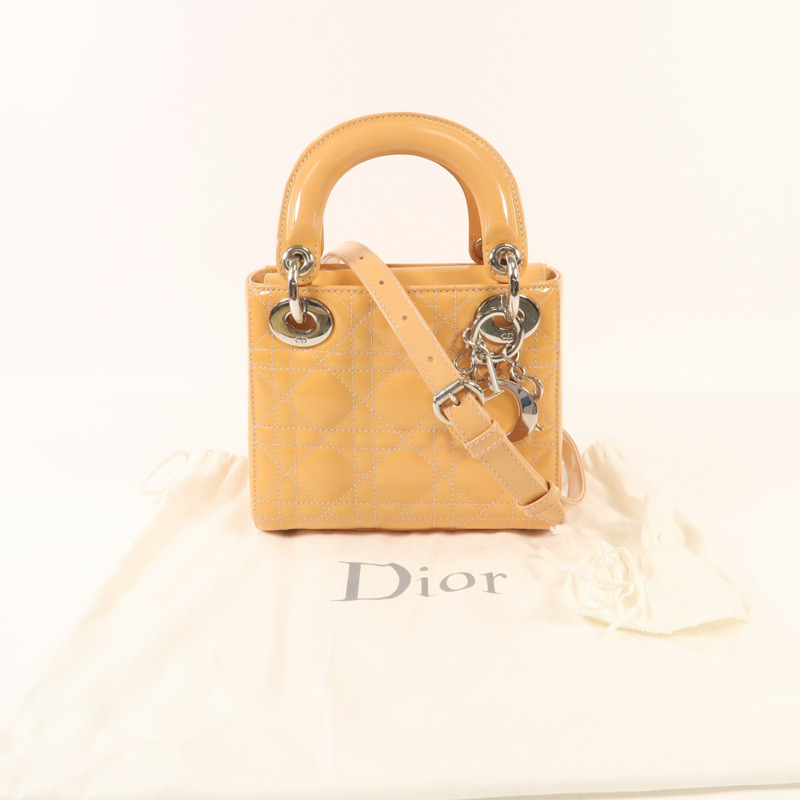 Dior 漆皮皮革Mini Lady Dior銀扣手挽肩背兩用袋-14