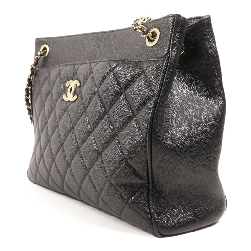 CHANEL 牛皮皮革Chain Tote金扣鏈帶肩背袋-2