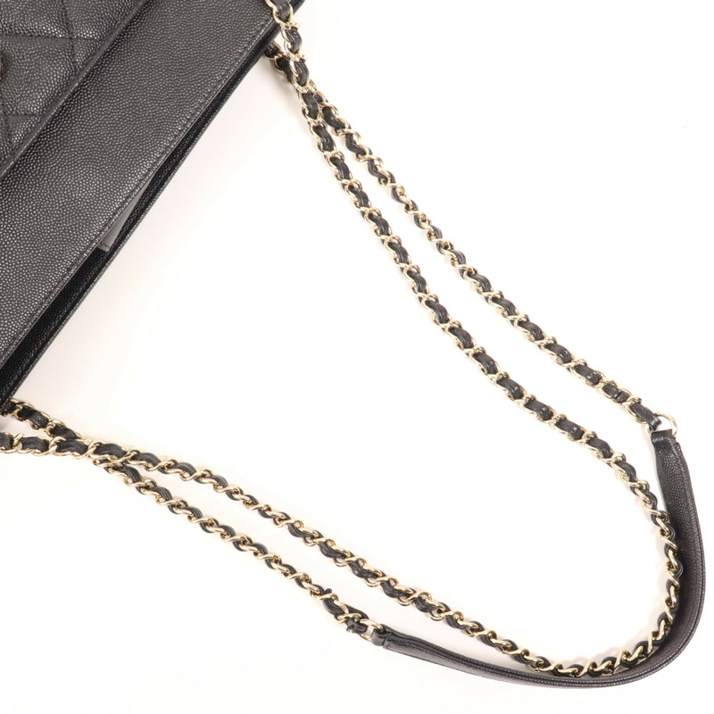 CHANEL 牛皮皮革Chain Tote金扣鏈帶肩背袋-4
