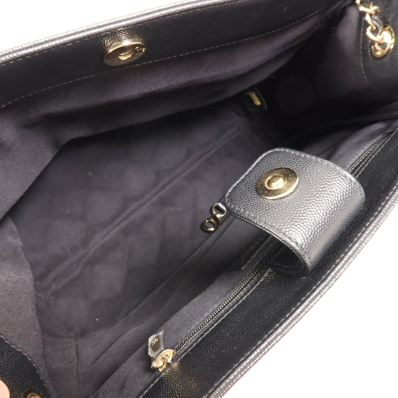 CHANEL 牛皮皮革Chain Tote金扣鏈帶肩背袋-9
