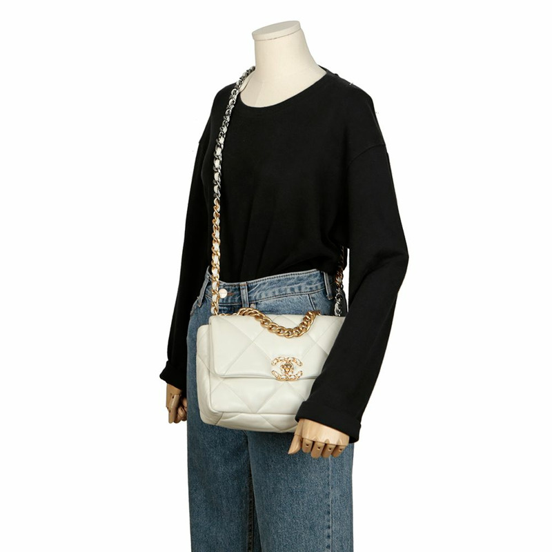 【包稅】CHANEL 19吋中翻蓋手提單肩包-13