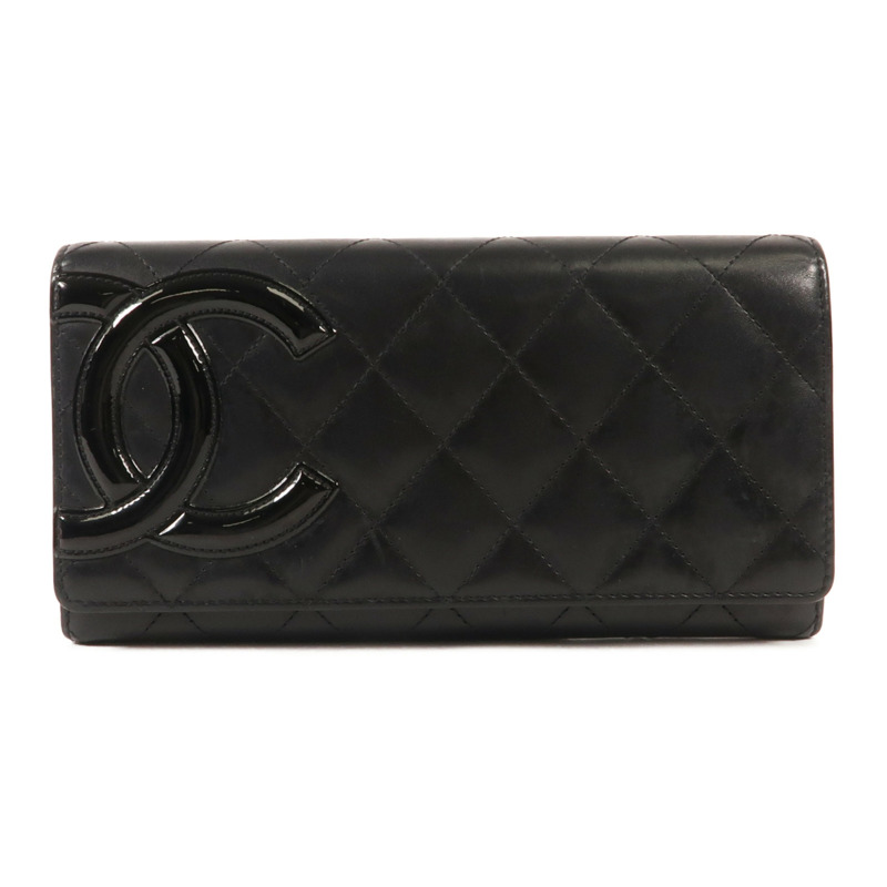 CHANEL 羊皮皮革Cambon Wallet銀扣長錢包-0