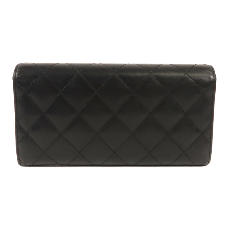 CHANEL 羊皮皮革Cambon Wallet銀扣長錢包-1