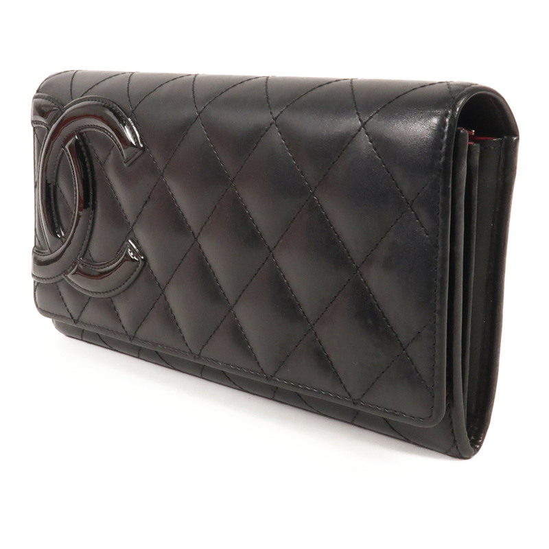 CHANEL 羊皮皮革Cambon Wallet銀扣長錢包-2