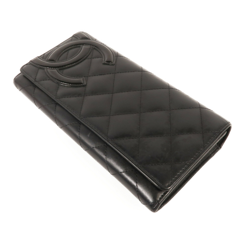 CHANEL 羊皮皮革Cambon Wallet銀扣長錢包-3