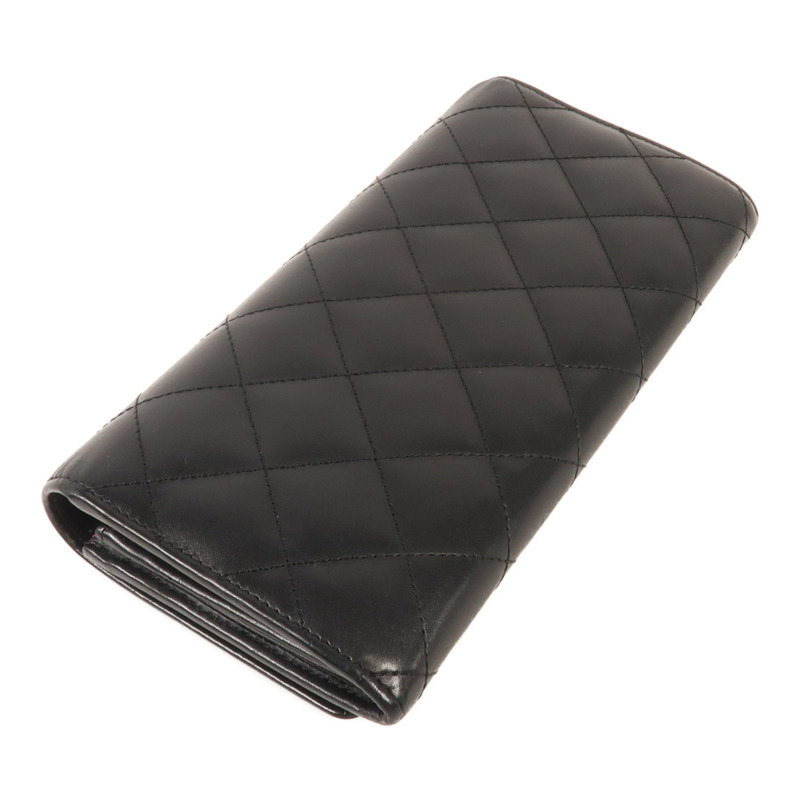 CHANEL 羊皮皮革Cambon Wallet銀扣長錢包-4