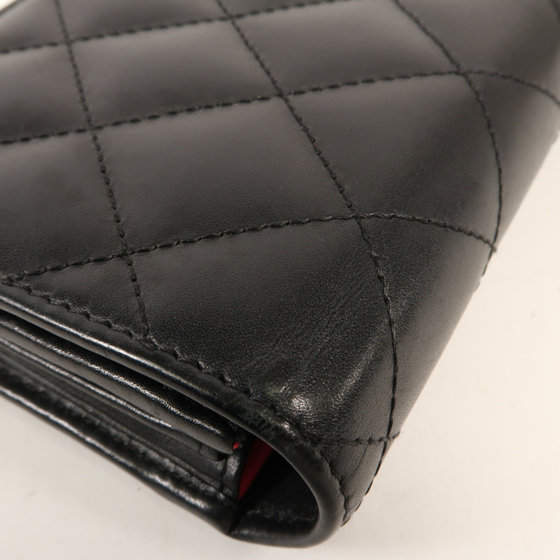 CHANEL 羊皮皮革Cambon Wallet銀扣長錢包-11