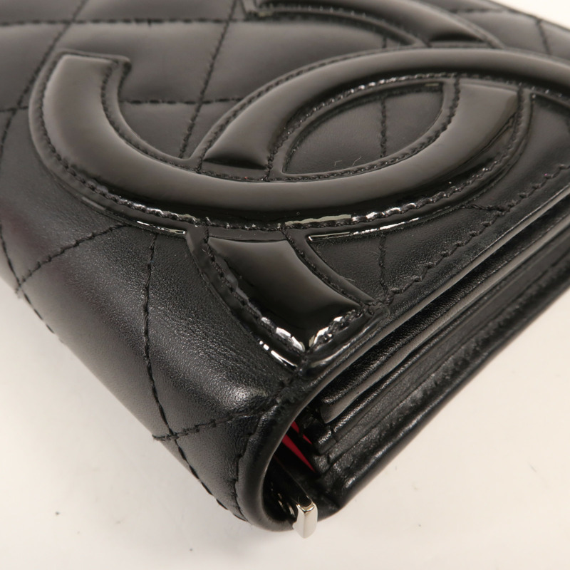 CHANEL 羊皮皮革Cambon Wallet銀扣長錢包-12