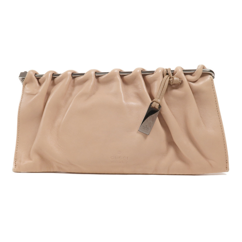 GUCCI 牛皮皮革Clutch Bag銀扣手拿包-0