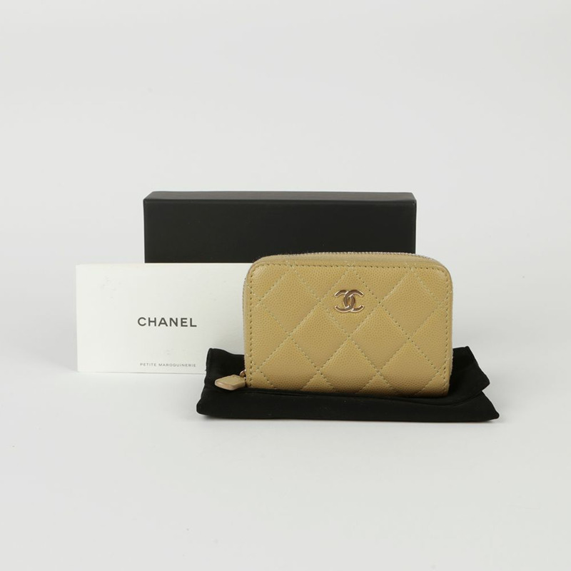 CHANEL Caviar Skin 經典拉鍊零錢包 AP0216-0
