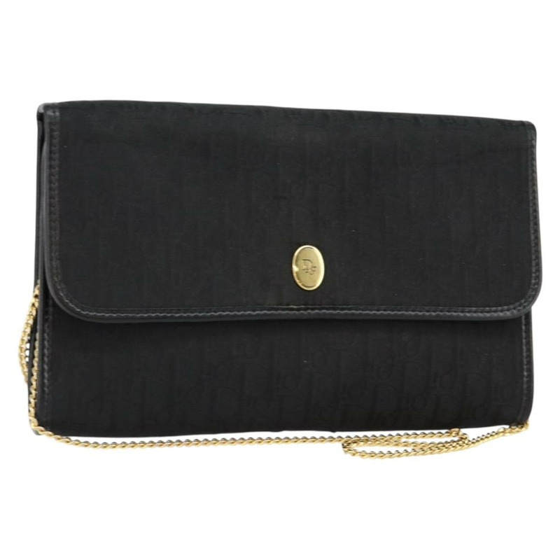 【日本直送】Christian Dior Trotter 帆布鏈條單肩包 黑金 正品 144628-0