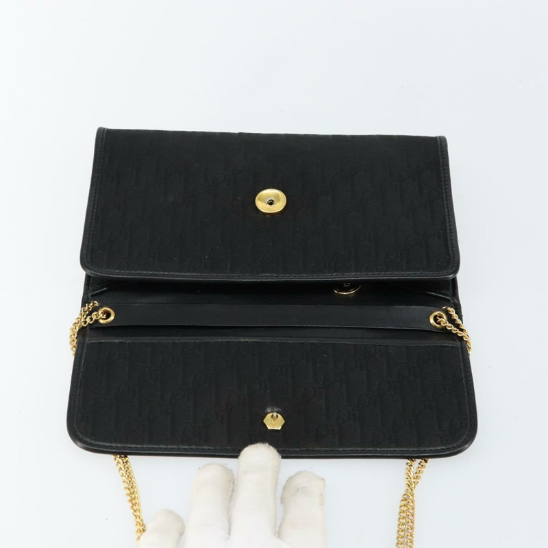 【日本直送】Christian Dior Trotter 帆布鏈條單肩包 黑金 正品 144628-8
