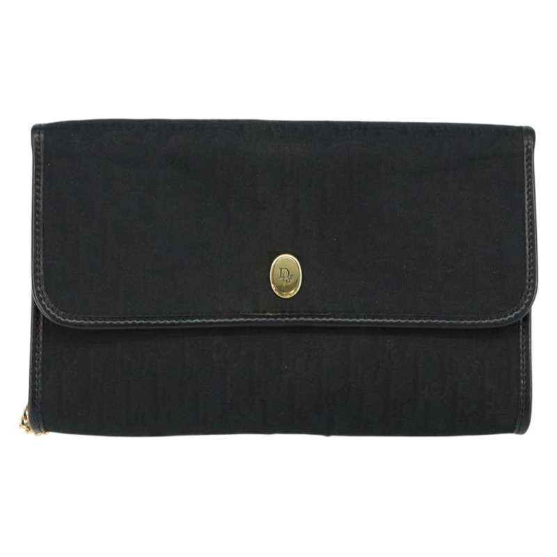 【日本直送】Christian Dior Trotter 帆布鏈條單肩包 黑金 正品 144628-12