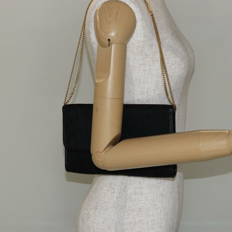 【日本直送】Christian Dior Trotter 帆布鏈條單肩包 黑金 正品 144628-21