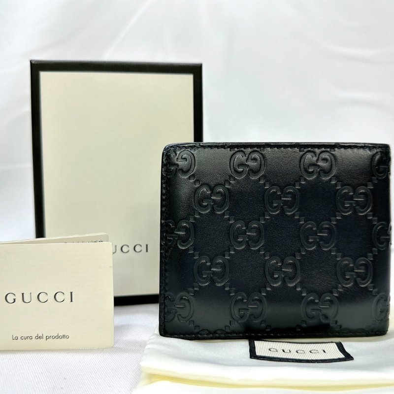 GUCCI 雙G LOGO壓紋男士短夾-1