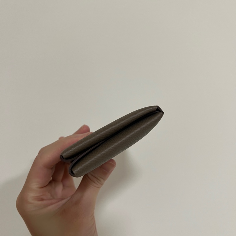 Hermes 大象灰Epsom皮銀釦Calvi Duo零錢卡包-10