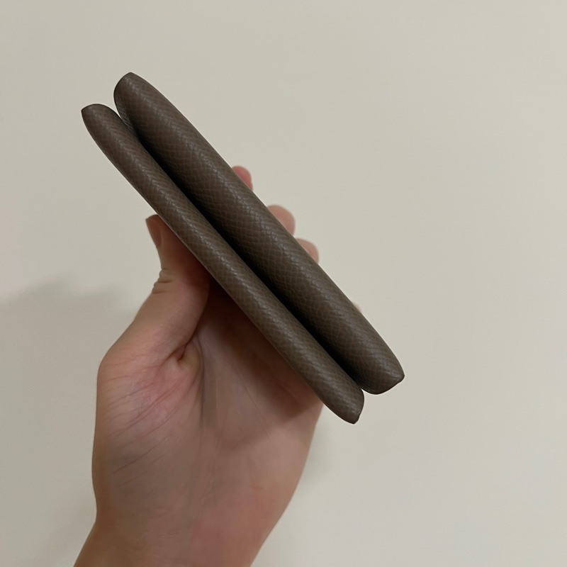 Hermes 大象灰Epsom皮銀釦Calvi Duo零錢卡包-11