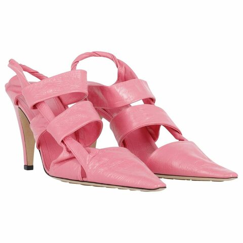 Bottega Veneta 寶緹嘉 粉色 皮革 綁帶 中跟  EU35