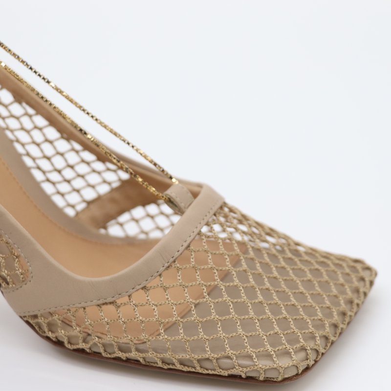 Bottega Veneta 寶緹嘉 奶茶色 洞洞 鏈條 跟鞋 EU35 1/2-2