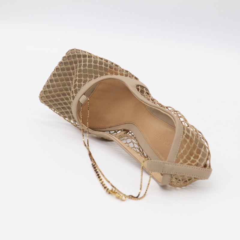 Bottega Veneta 寶緹嘉 奶茶色 洞洞 鏈條 跟鞋 EU35 1/2-4