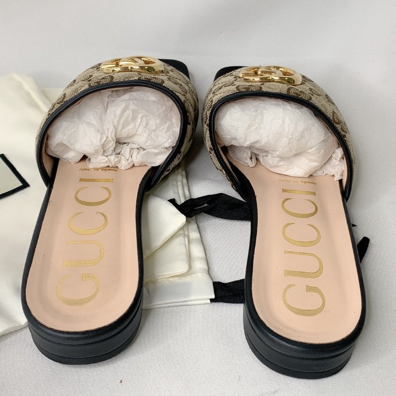 GUCCI 雙G老花涼拖鞋-3