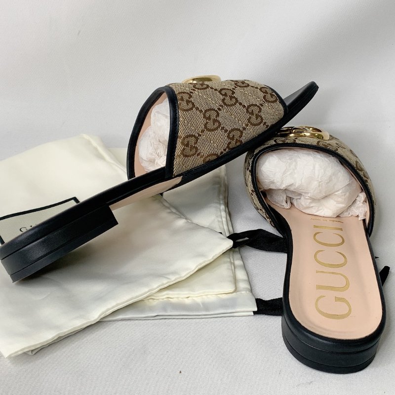 GUCCI 雙G老花涼拖鞋-4