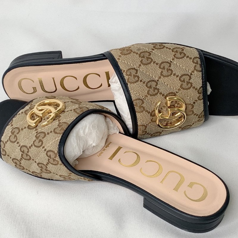 GUCCI 雙G老花涼拖鞋-6