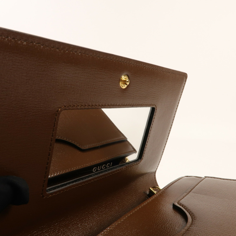 GUCCI 牛皮皮革Shoulder Bag金扣肩背袋-10