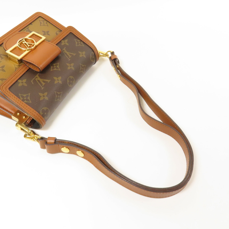 LOUIS VUITTON Monogram Reverse Mini Dauphine金扣肩背袋-5