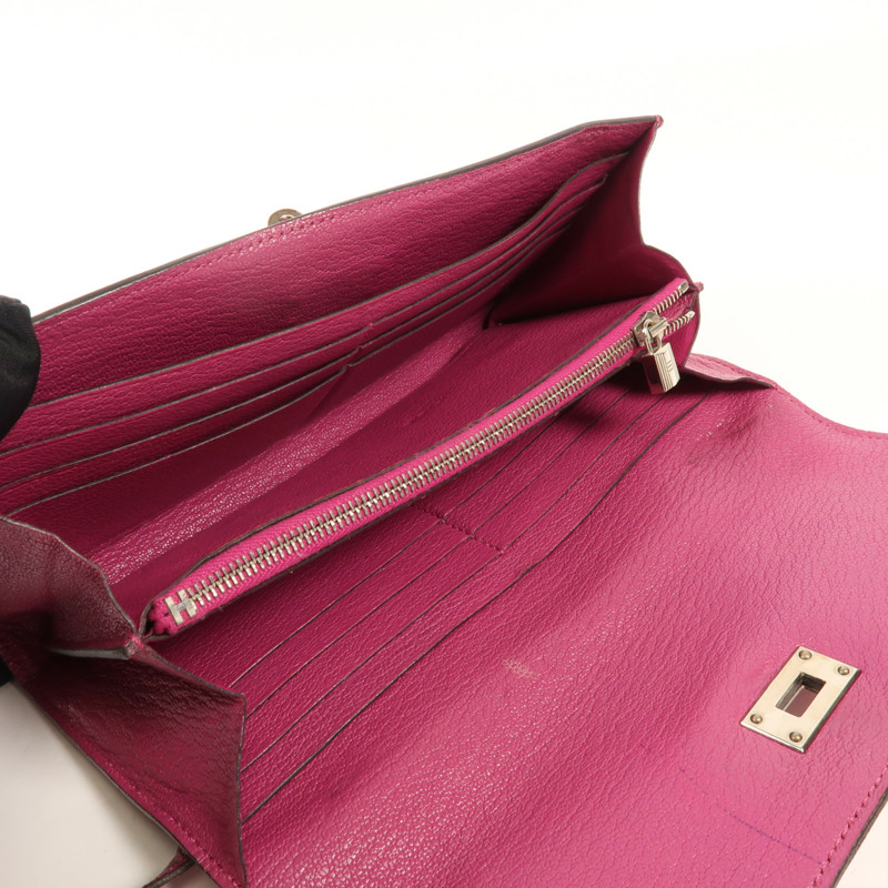 HERMES Togo皮革Kelly Wallet銀扣長錢包-9