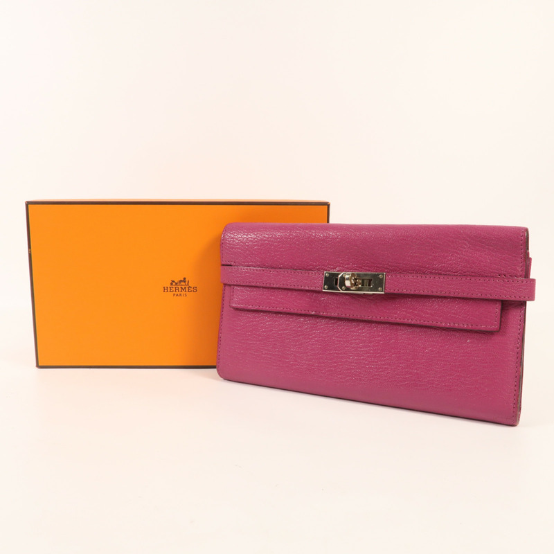 HERMES Togo皮革Kelly Wallet銀扣長錢包-16