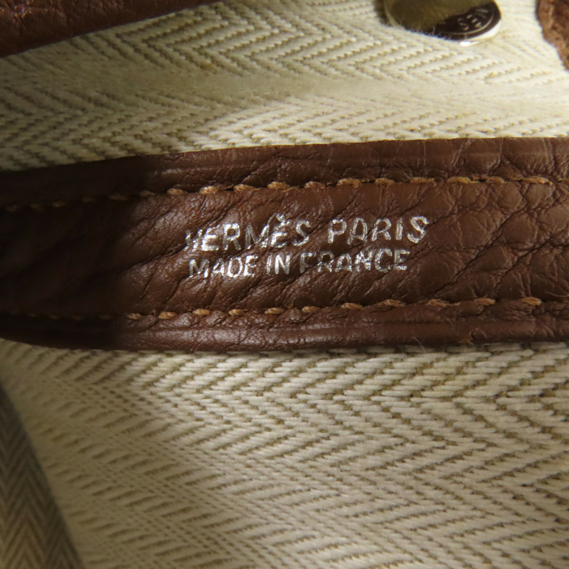 HERMES Negonda皮革Garden Party PM手挽袋Marron d'Inde-7