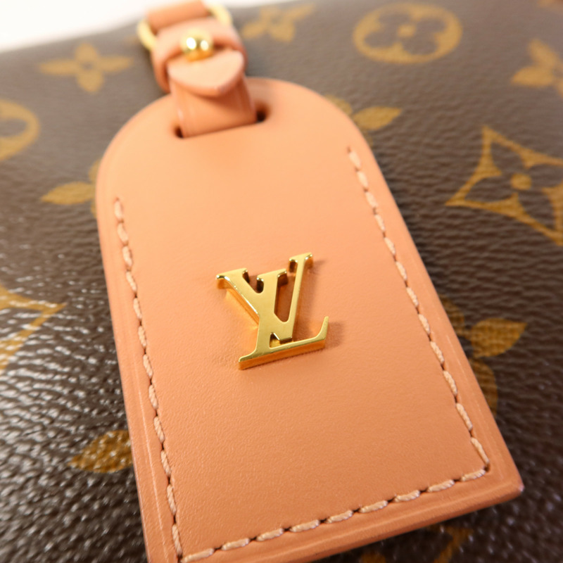 LOUIS VUITTON Monogram Petite Malle Souple金扣手挽肩背兩用袋棕色/粉紅色-9