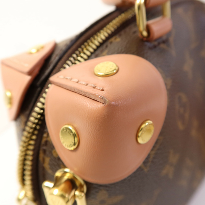 LOUIS VUITTON Monogram Petite Malle Souple金扣手挽肩背兩用袋棕色/粉紅色-17
