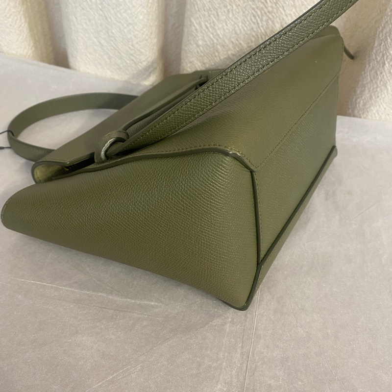 Celine 塞琳 荔枝牛皮 橄欖綠鯰魚包 nano號 手提單肩斜挎包-2