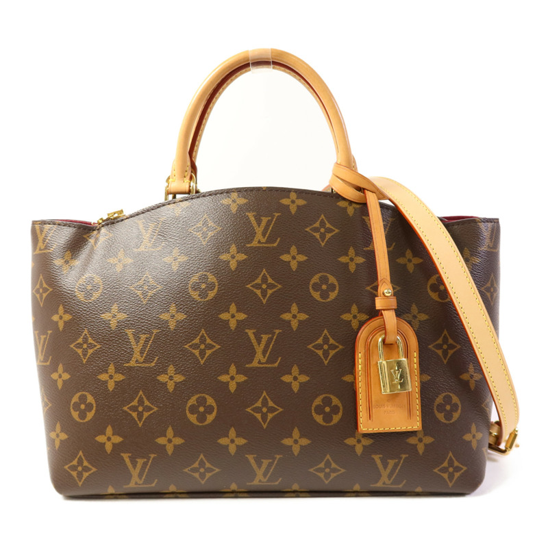 LOUIS VUITTON Monogram Petit Palais金扣手挽肩背兩用袋棕色-0