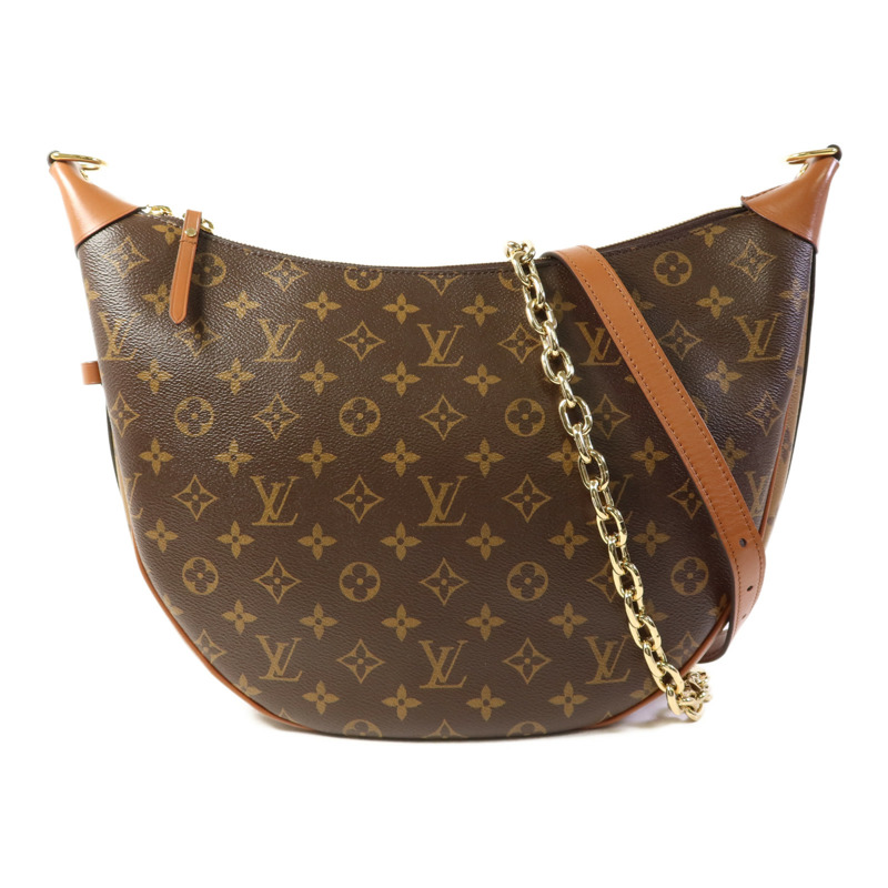 LOUIS VUITTON Monogram Reverse Loop Hobo金扣手挽肩背兩用袋棕色-0