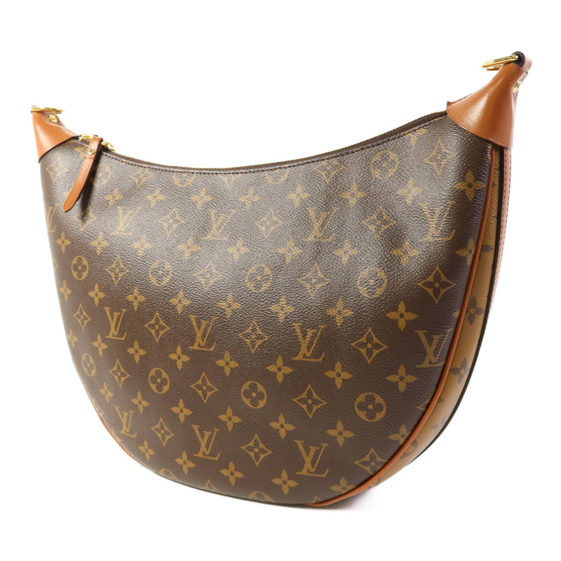 LOUIS VUITTON Monogram Reverse Loop Hobo金扣手挽肩背兩用袋棕色-2