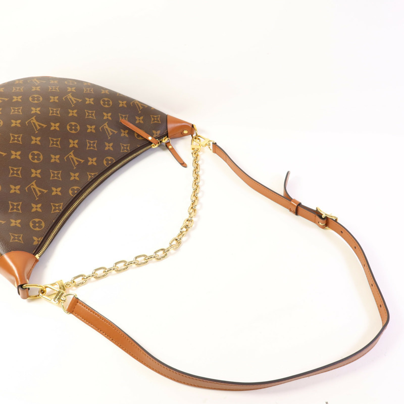 LOUIS VUITTON Monogram Reverse Loop Hobo金扣手挽肩背兩用袋棕色-4