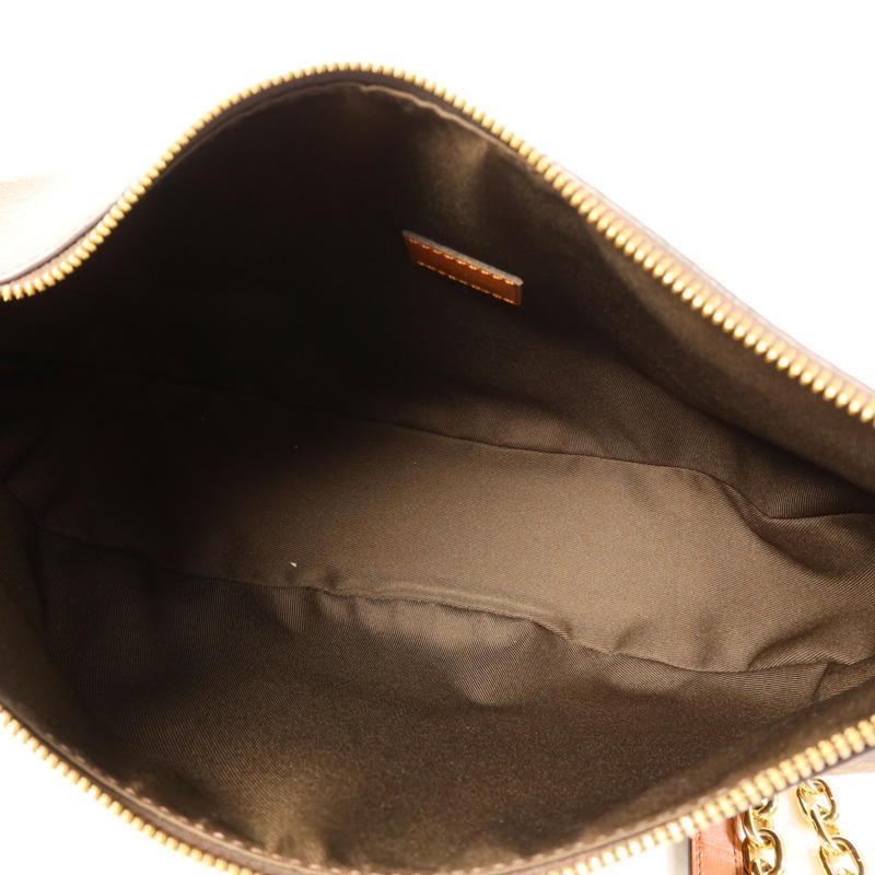 LOUIS VUITTON Monogram Reverse Loop Hobo金扣手挽肩背兩用袋棕色-5