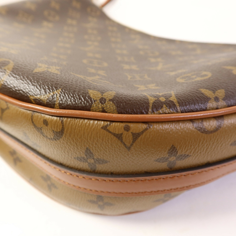 LOUIS VUITTON Monogram Reverse Loop Hobo金扣手挽肩背兩用袋棕色-12
