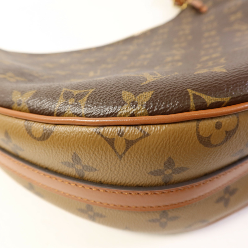 LOUIS VUITTON Monogram Reverse Loop Hobo金扣手挽肩背兩用袋棕色-13