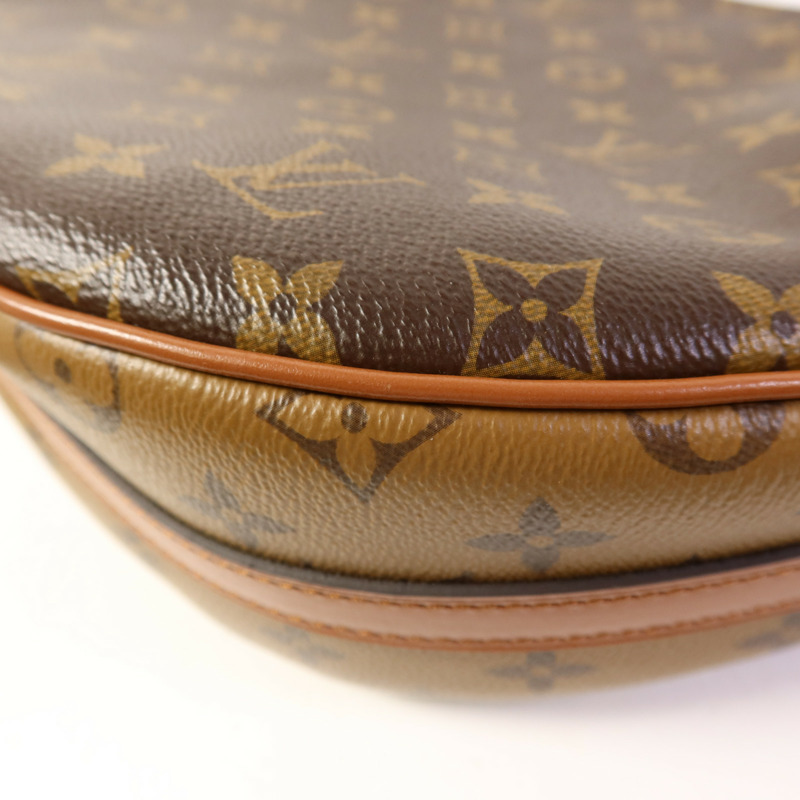 LOUIS VUITTON Monogram Reverse Loop Hobo金扣手挽肩背兩用袋棕色-14