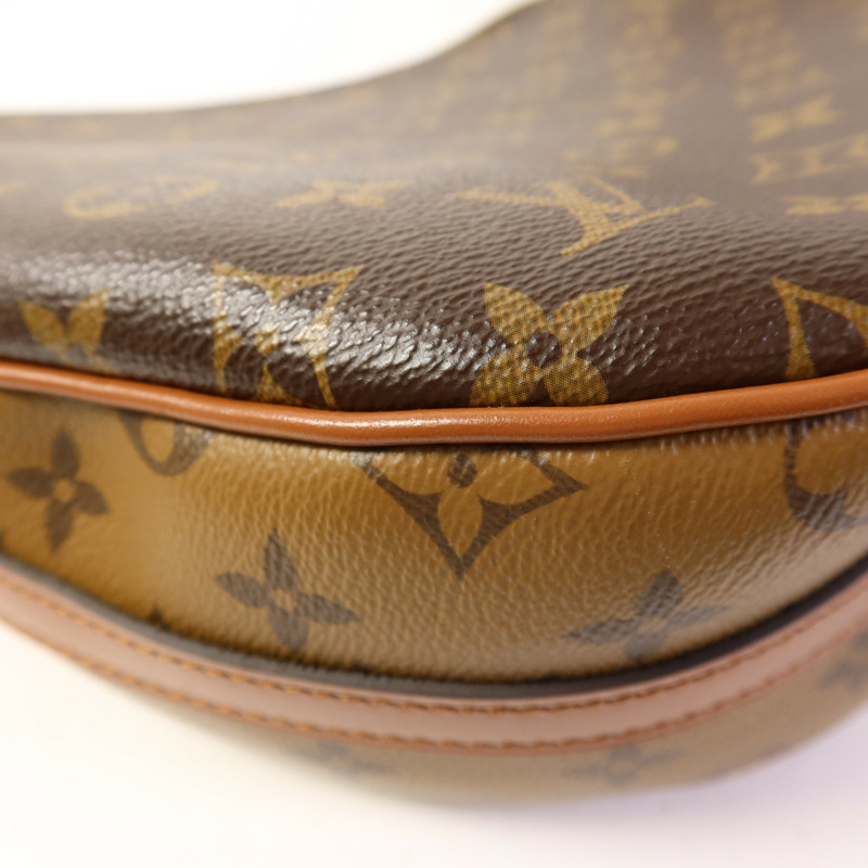 LOUIS VUITTON Monogram Reverse Loop Hobo金扣手挽肩背兩用袋棕色-15