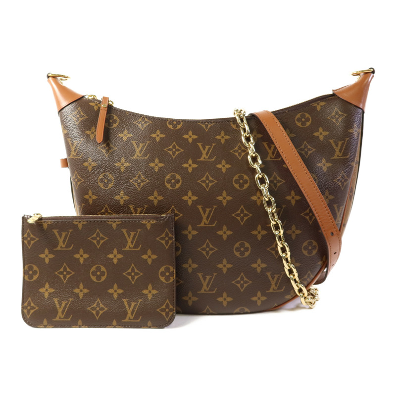 LOUIS VUITTON Monogram Reverse Loop Hobo金扣手挽肩背兩用袋棕色-16