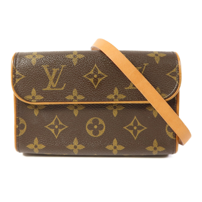 LOUIS VUITTON Monogram Pochette Florentine金扣腰包棕色-0
