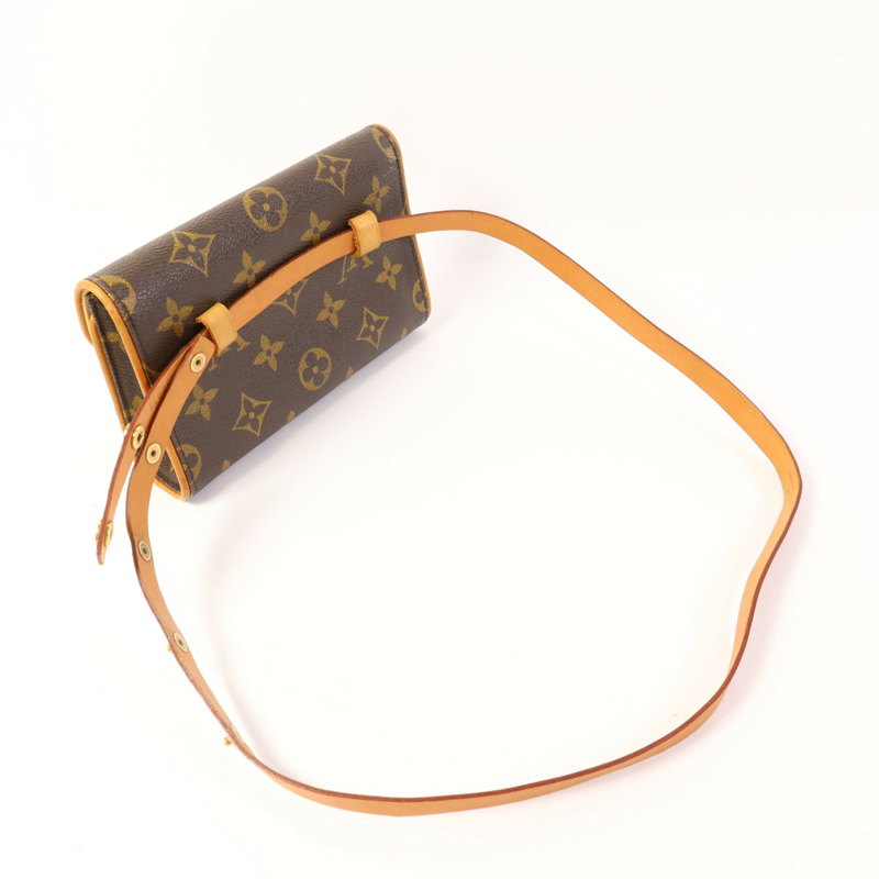 LOUIS VUITTON Monogram Pochette Florentine金扣腰包棕色-4