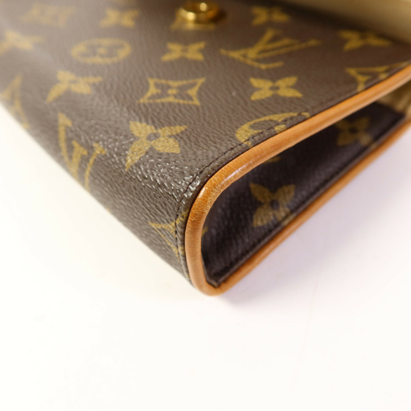 LOUIS VUITTON Monogram Pochette Florentine金扣腰包棕色-12